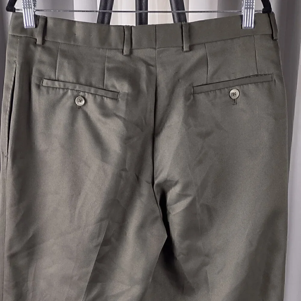 Perry Ellis Portfolio Men's, Olive Green Dress Slacks, Pants, Size 33X32